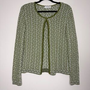 LANA Cozy Lagenlook Made in Europe 100% Organic Cotton Knit Green Cardigan